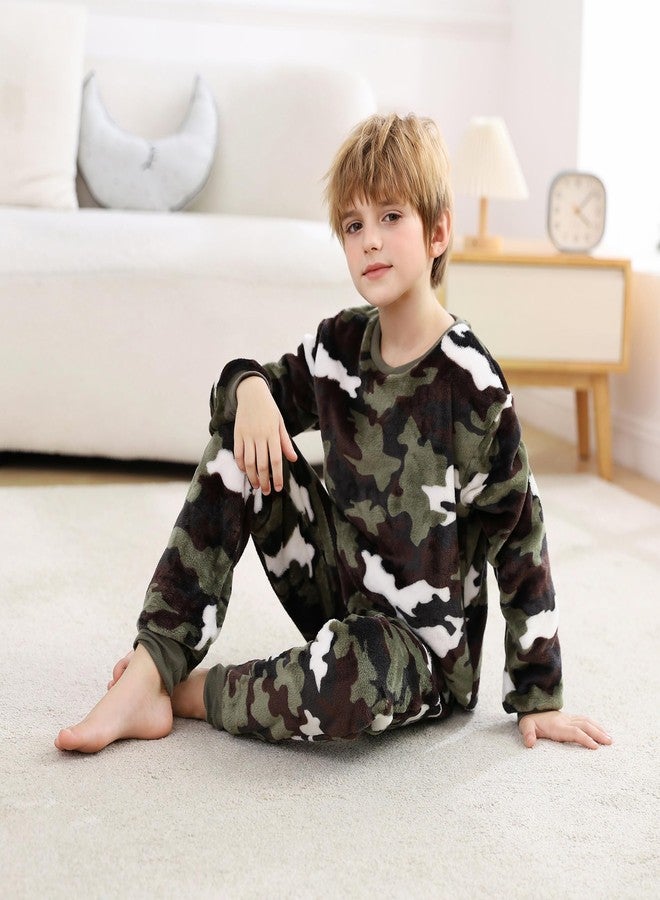 V.&GRIN Boys Fleece Pajamas, Soft Cozy Pullover Sweatshirt Pants Set for Kids 7-16 Years(Camo 15-16) - Image 4